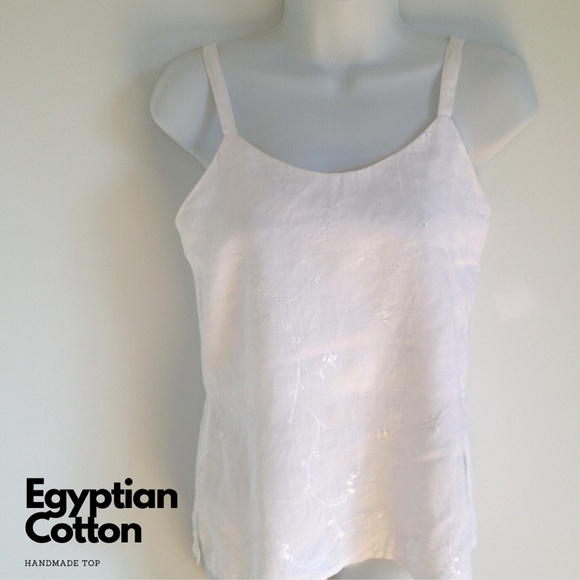 Tops - White Egyptian Cotton Spaghetti Strap Top